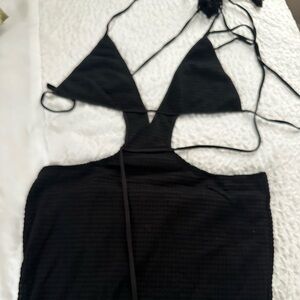 Black knitted bikini dress midi #knitbikini